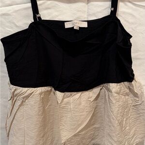 LOFT Black and Cream Two-Tone Top